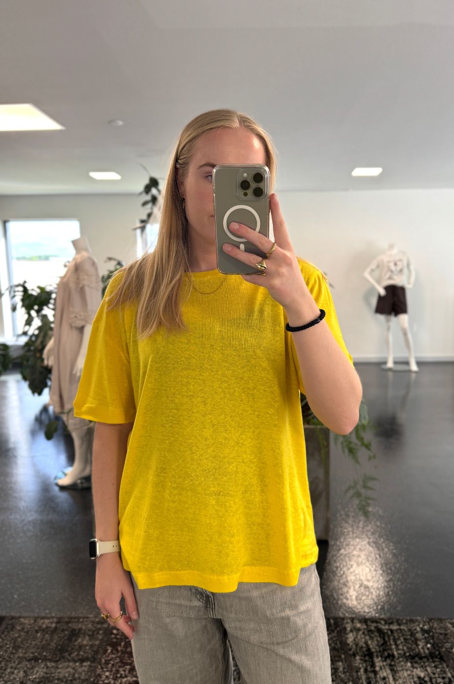 LUXZUZ // ONE TWO Essenti Linen T-Shirt T-Shirt 116 Cyber Yellow