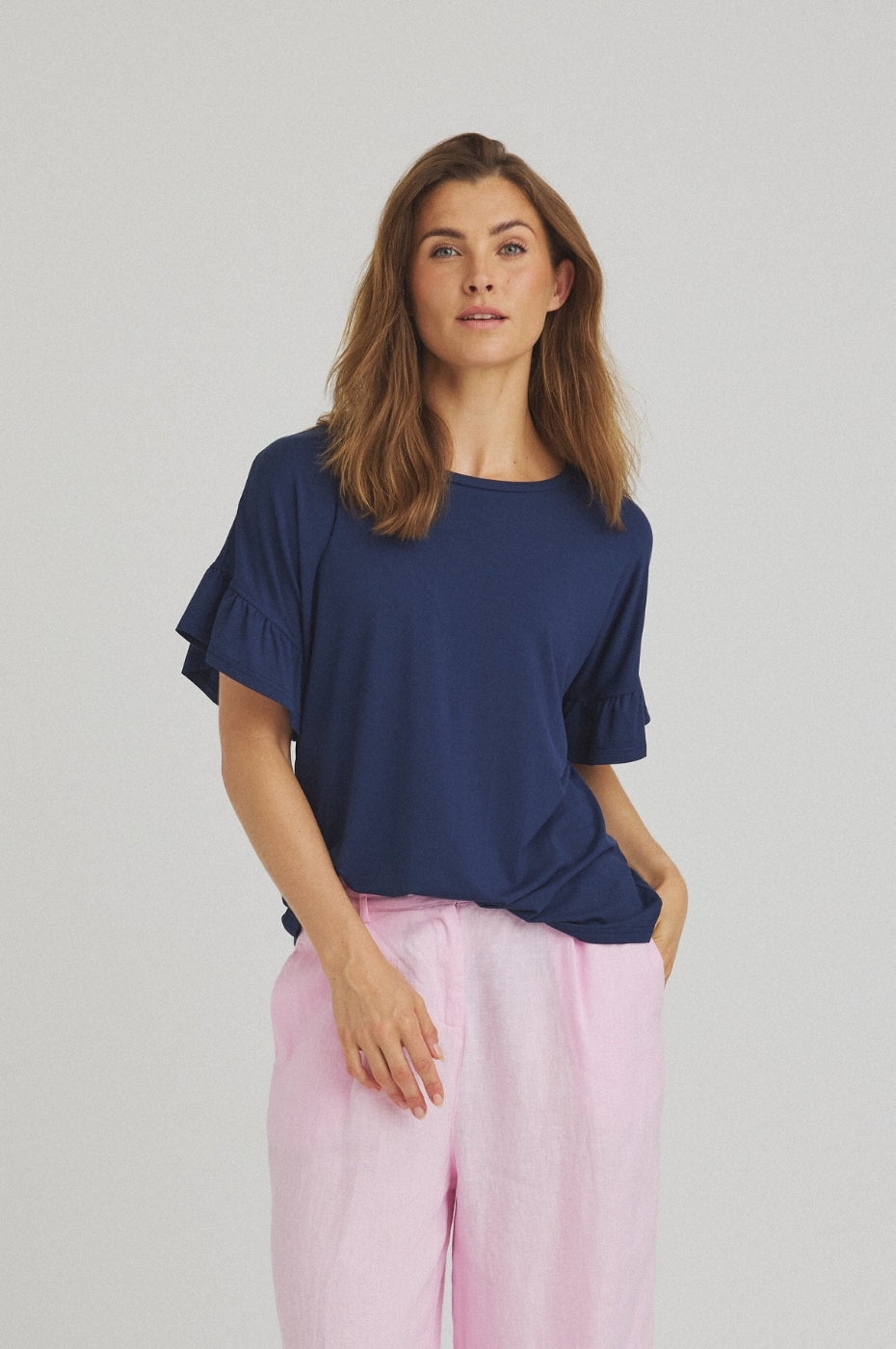 LUXZUZ // ONE TWO Lone T-shirt T-Shirt 575 Navy Blue