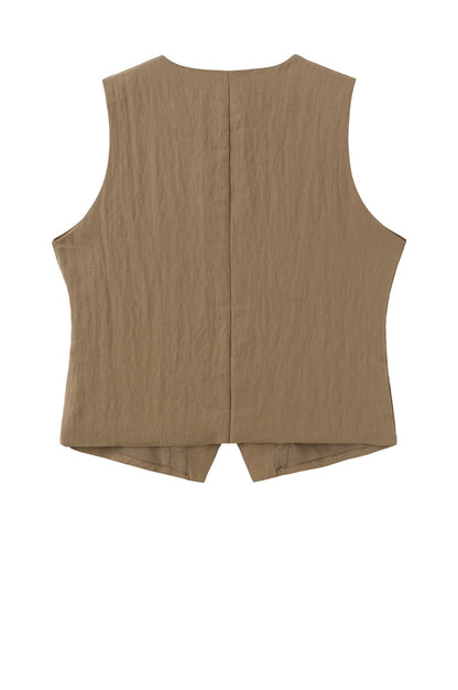 LUXZUZ // ONE TWO Alessandra Vest Vest Dark Sand 7055
