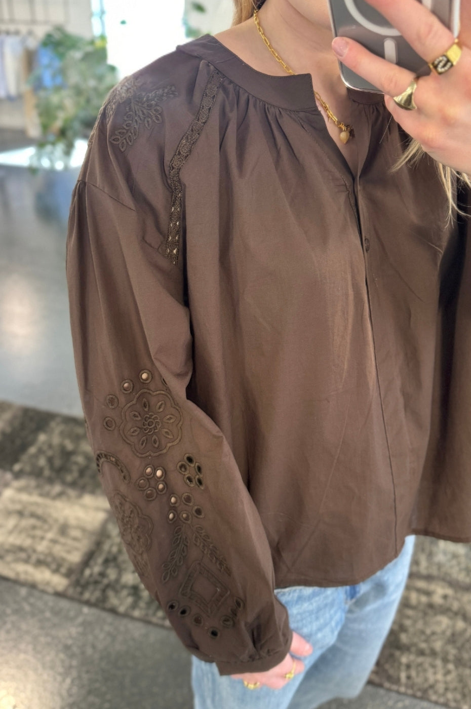 LUXZUZ // ONE TWO Alis Blouse Blouse Dark Brown 7090