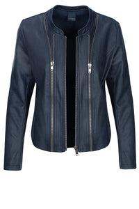 Athena Faux Leather Jacket - Blue Nights