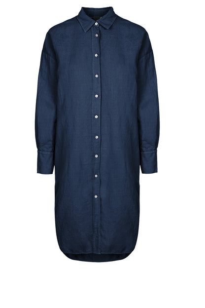 LUXZUZ // ONE TWO Binien Long Shirt Dress 575 Navy Blue