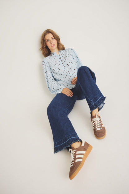 LUXZUZ // ONE TWO Flow Blouse Blouse 503 Blue Fog