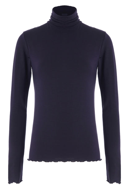 LUXZUZ // ONE TWO Jachio Bamboo Rollneck T-Shirt 577 Night Blue