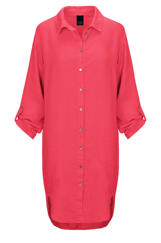 LUXZUZ // ONE TWO Osa Long Shirt Dress 390 Raspberry