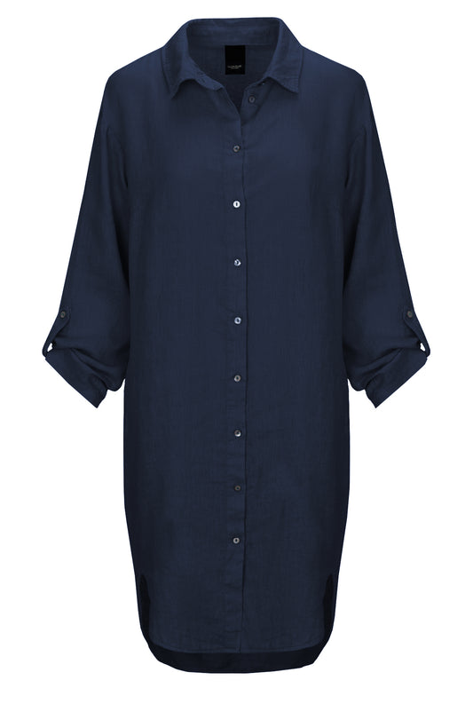 LUXZUZ // ONE TWO Osa Long Shirt Dress 575 Navy