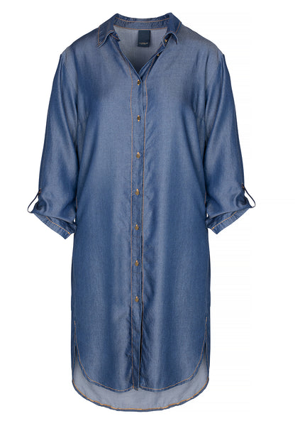 LUXZUZ // ONE TWO Osa Long Shirt Dress 541 Blue Indigo