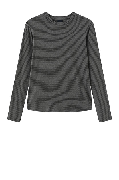 LUXZUZ // ONE TWO Segberg Stripe T-shirt T-Shirt 816 Dark Grey Melange