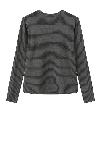 LUXZUZ // ONE TWO Segberg Stripe T-shirt T-Shirt 816 Dark Grey Melange
