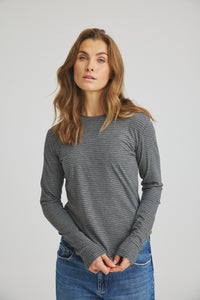 Segberg Stripe T-shirt - Dark Grey Melange