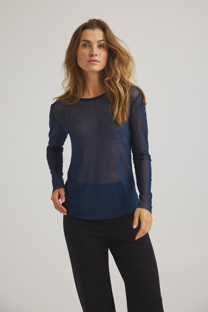 LUXZUZ // ONE TWO Sigborg Mesh T Shirt T-Shirt 575 Navy Blue