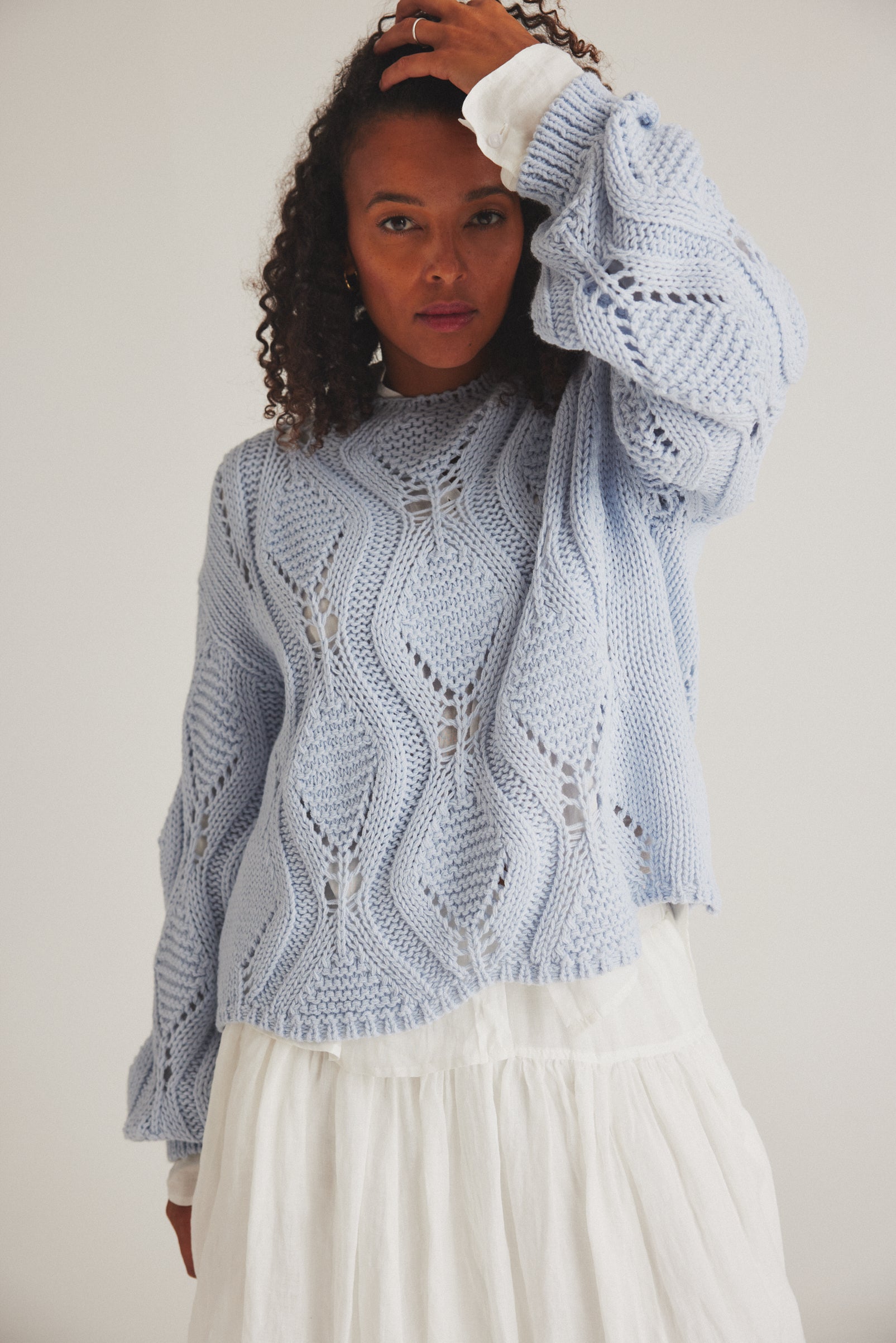 LUXZUZ // ONE TWO Snerle Knit Knit 510 Chambray Blue