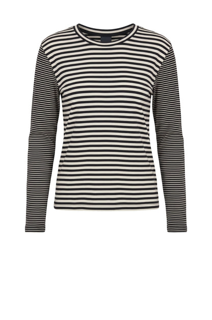 LUXZUZ // ONE TWO Zegzag Stripe T-shirt T-Shirt 741 Ecru
