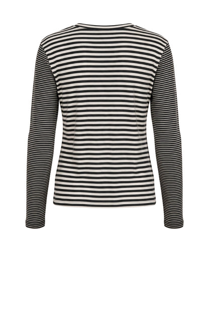 LUXZUZ // ONE TWO Zegzag Stripe T-shirt T-Shirt 741 Ecru