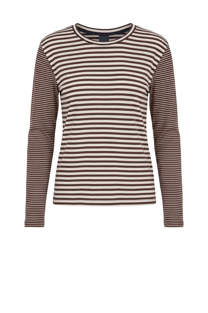 LUXZUZ // ONE TWO Zegzag Stripe T-shirt T-Shirt 785 Luggage Brown