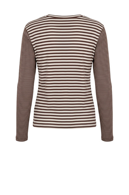 LUXZUZ // ONE TWO Zegzag Stripe T-shirt T-Shirt 785 Luggage Brown