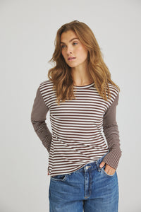 Zegzag Stripe T-shirt - Luggage Brown
