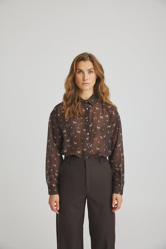 LUXZUZ // ONE TWO Zerafine Shirt Shirt 788 Chocolate Chip